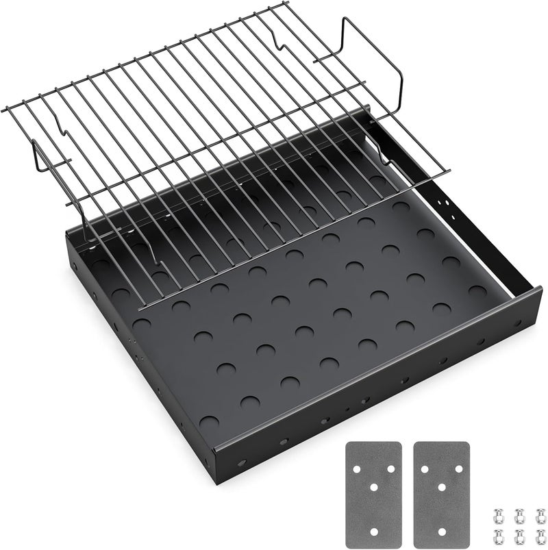 LS'BABQ Stretchable 15-28 Inches Charcoal Tray Replacement Parts for Pit Boss Memphis I, Expert 24, Chargriller PS9900 2190, 6500, 6800, 8500 Grill Basket Pan for Smoke Hollow 47183T-21 - Image 1